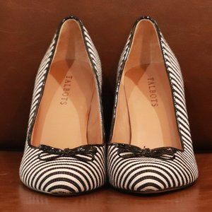 Talbots, Black and white striped stiletto's with bow